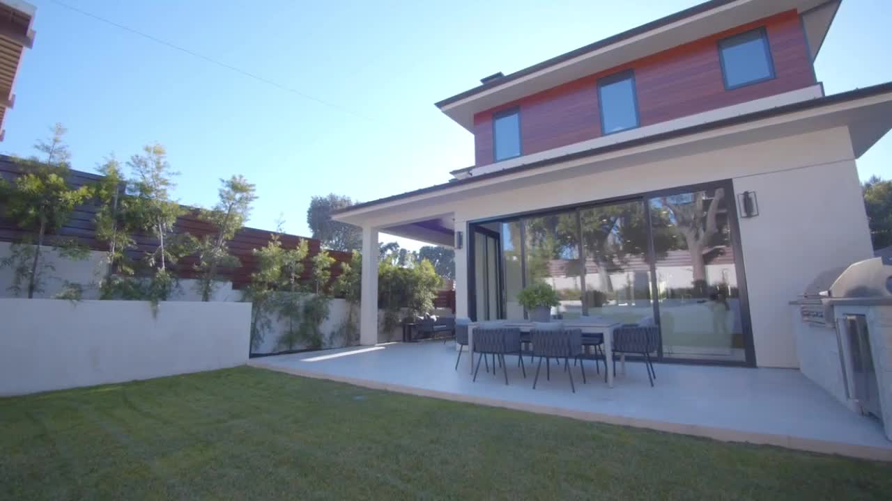 Exterior view of a modern two-story home.