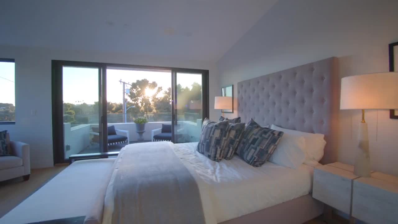 Spotless and organized bedroom.